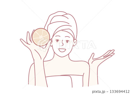 refreshing skincare with fruit slices, gentle facial routine featuring vibrant citrus for skin rejuvenation refreshing skincare with fruit slices, gentle facial routine featuring vibrant citrus for skin rejuvenation 133694412