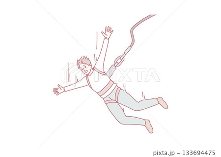 Excited man jump with parachute Excited man jump with parachute 133694475