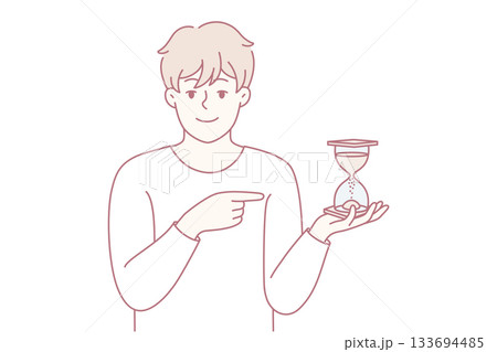 Hourglass symbolizes deadline focus, Visual cue for managing time and achieving goals effectively Hourglass symbolizes deadline focus, Visual cue for managing time and achieving goals effectively 133694485