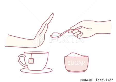 tea sweetener decision, deliberate avoidance of sugar in tea to promote mindful and healthier habits 133694487