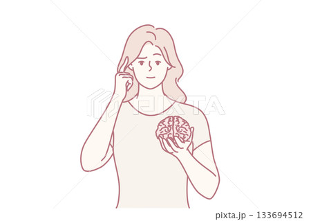 woman picking fresh vegetables thoughtfully, lady browsing organic produce for healthy meal choices 133694512