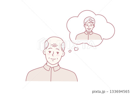Old man suffer from hair loss Old man suffer from hair loss 133694565