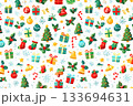 かわいいクリスマスのシームレスパターン 133694631