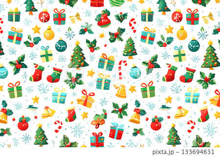 かわいいクリスマスのシームレスパターン 133694631