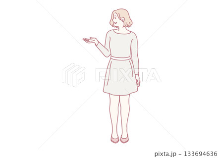 Female model exhibiting product with friendly demeanor suited for sales and tutorial visuals Female model exhibiting product with friendly demeanor suited for sales and tutorial visuals 133694636