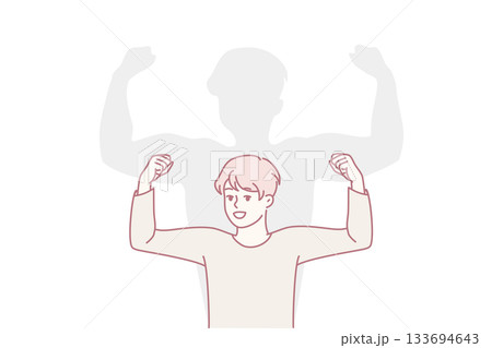 young strength revealed, youthful male displaying resilience and ambition for upcoming successes 133694643