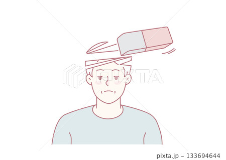 Unhappy old man suffer from memory loss 133694644