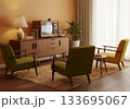 Retro mid-century living room design 133695067