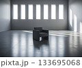 Minimalist chair in serene empty room 133695068