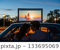 Vintage Car Drive-In Romance 133695069