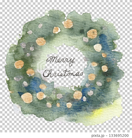 緑のクリスマスリース（水彩）③ 133695200