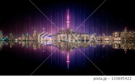 サイバーパンクな夜景の都市 サイバーパンクな夜景の都市 133695422