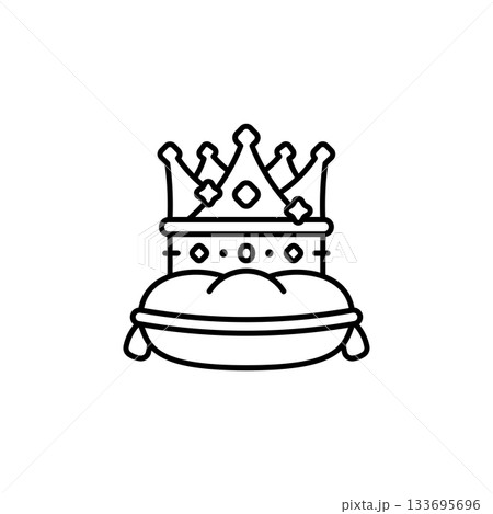 Crown King In Pillow vector icon. Jewelry icon line style. perfect use for logo, presentation, website, and more. modern icon design outline style Crown King In Pillow vector icon. Jewelry icon line style. perfect use for logo, presentation, website, and more. modern icon design outline style 133695696