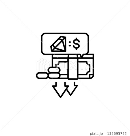 Jewelry Price Down vector icon. Jewelry icon line style. perfect use for logo, presentation, website, and more. modern icon design outline style Jewelry Price Down vector icon. Jewelry icon line style. perfect use for logo, presentation, website, and more. modern icon design outline style 133695755