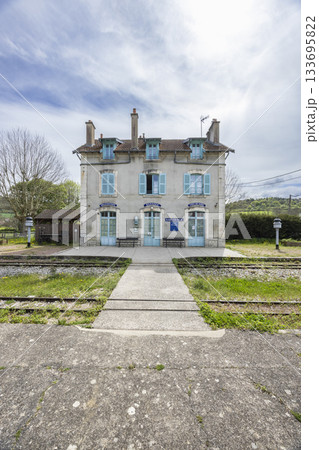Bligny sur Ouche train station building and tracks in Cote d'Or, France 133695822