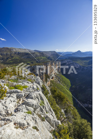 Verdon Gorge canyon forming an impressive natural landscape 133695829