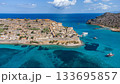 Spinalonga Venetian Fortress. Pristine Water. Aerial Take Shot. Crete. Greece 133695857