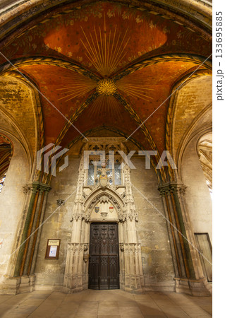 Bourges Cathedral vaulting ceiling and entrance door 133695885