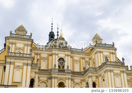 Radkow church of Saint Mary ornate facade and clock tower 133696103