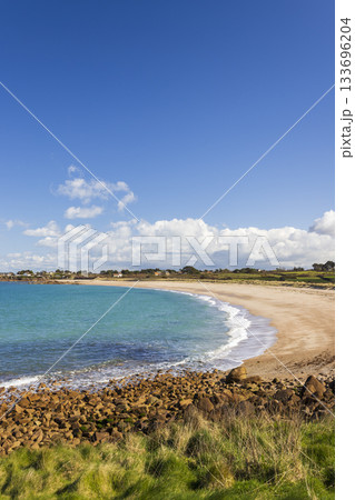 Fermanville beach coastal landscape in Normandy France 133696204