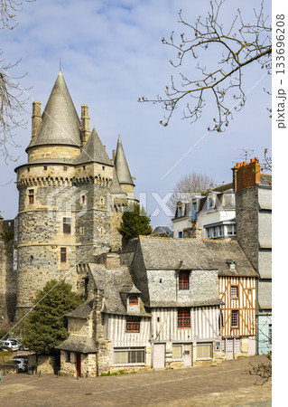 VITRE castle in Brittany France with historic timbered houses VITRE castle in Brittany France with historic timbered houses 133696208