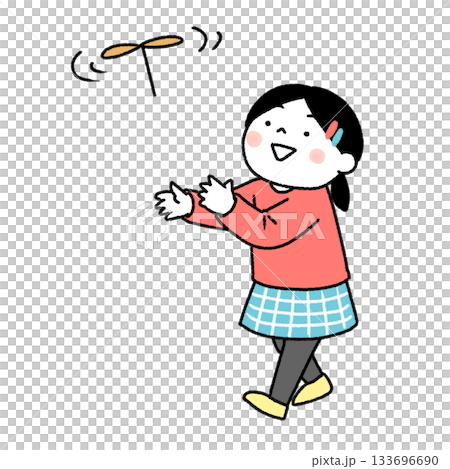 Illustration of a girl playing with bamboo dragonflies Illustration of a girl playing with bamboo dragonflies 133696690