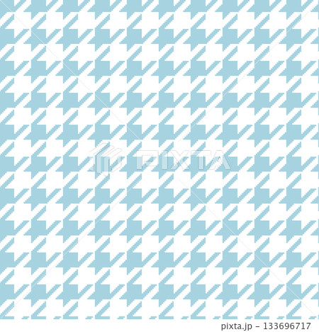 Geometric blue and white seamless pattern with pied-de-poule ornament. Monochrome graphic repeating design. Modern minimalist stylish squared background. Vector chequered motif for fabric, textile 133696717