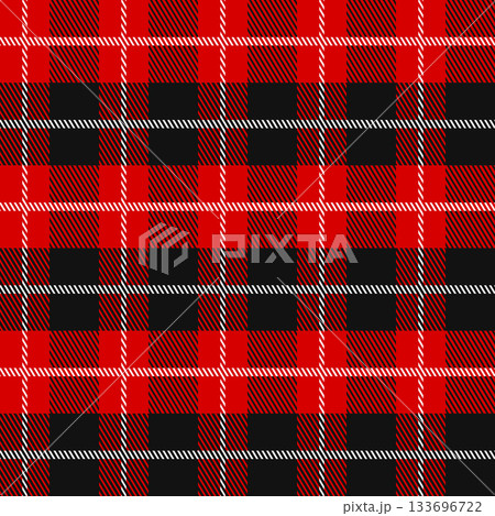 Black and red Scotland textile seamless pattern. Fabric texture check tartan plaid. Abstract geometric background for cloth, fabric. Monochrome graphic repeating design. Modern squared ornament 133696722