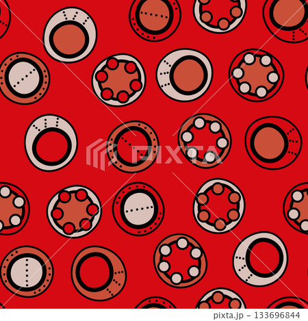 Seamless pattern with geometric aboriginal ornament. Ethnic tribal rounded color background. Afican, australian motiph. Dots painting. Vector illustration, template design for cloth, card, fabric Seamless pattern with geometric aboriginal ornament. Ethnic tribal rounded color background. Afican, australian motiph. Dots painting. Vector illustration, template design for cloth, card, fabric 133696844