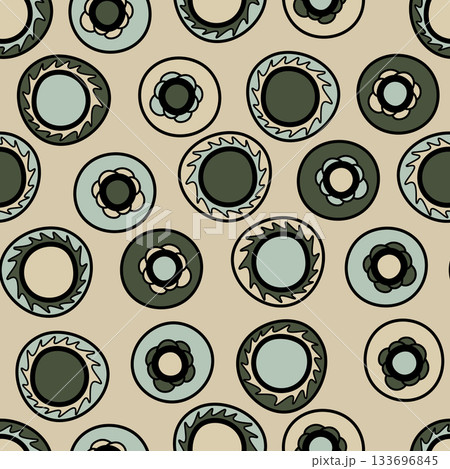 Seamless pattern with geometric aboriginal ornament. Ethnic tribal rounded color background. Afican, australian motiph. Dots painting. Vector illustration, template design for cloth, card, fabric Seamless pattern with geometric aboriginal ornament. Ethnic tribal rounded color background. Afican, australian motiph. Dots painting. Vector illustration, template design for cloth, card, fabric 133696845
