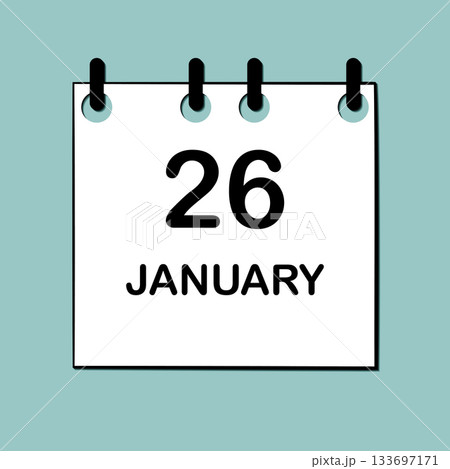 January 26. Daily Calendar icon for design. Simple design for business brochure, flyer, print media, advertisement. Easily editable 133697171