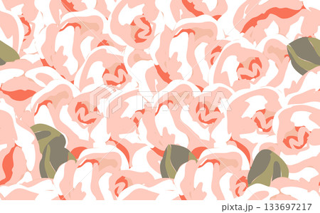 Spring colorful vector illustration with roses. Cartoon style. Fashion print for wallpaper, fabric, textile. Minimal linear style Spring colorful vector illustration with roses. Cartoon style. Fashion print for wallpaper, fabric, textile. Minimal linear style 133697217