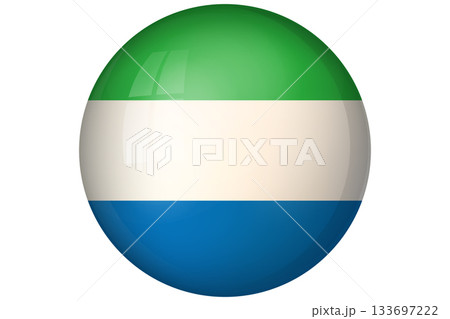 Flag of Sierra Leone. National symbol in official colors. Template icon. Abstract vector background. Round glass light ball, 3D big bubble, sphere Flag of Sierra Leone. National symbol in official colors. Template icon. Abstract vector background. Round glass light ball, 3D big bubble, sphere 133697222