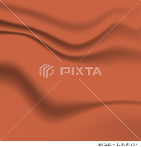 Silk brown background. Abstract vector pattern with copy space. Liquid wave texture, smooth drapery wallpaper. Wedding fabric, satin. Wavy design for banner, card, postcard, backdrop 133697257
