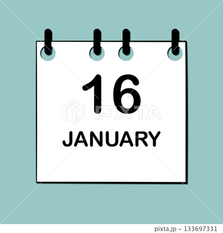 January 16. Daily Calendar icon for design. Simple design for business brochure, flyer, print media, advertisement. Easily editable 133697331