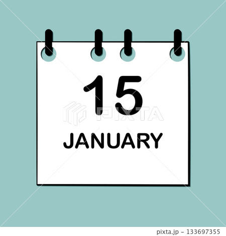 January 15. Daily Calendar icon for design. Simple design for business brochure, flyer, print media, advertisement. Easily editable 133697355