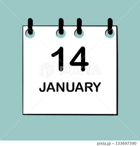 January 14. Daily Calendar icon for design. Simple design for business brochure, flyer, print media, advertisement. Easily editable 133697390