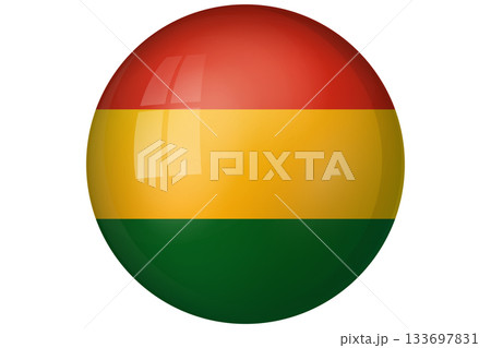Flag of Bolivia. Bolivian national symbol in official colors. Template icon. Abstract vector background. Round glass light ball, 3D big bubble, sphere 133697831