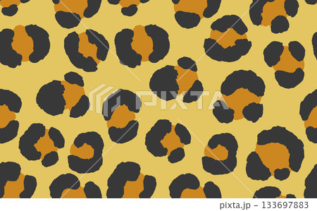 Abstract modern leopard seamless pattern. Animals trendy background. Color decorative vector stock illustration for print, card, postcard, fabric, textile. Modern ornament of stylized skin 133697883