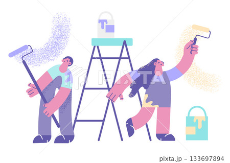 Making renovation in apartment concept. 133697894