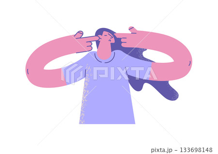 Headache, stress and pain concept. Headache, stress and pain concept. 133698148