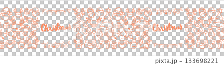 Horizontal seamless pattern for Christmas and New Year festival with cute Santa Claus, reindeers and festive elements in pastel red outlines on a transparent background. Horizontal seamless pattern for Christmas and New Year festival with cute Santa Claus, reindeers and festive elements in pastel red outlines on a transparent background. 133698221