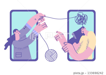 Online psychology and support vector illustration 133698242