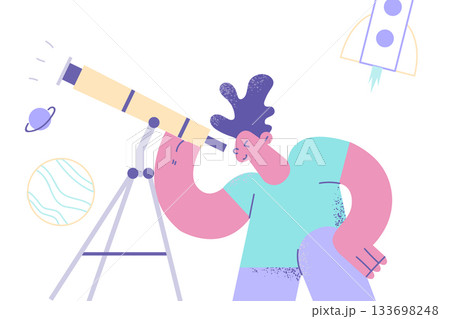 Exploring cosmos in childhood concept 133698248