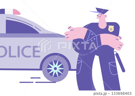 Policeman and forces during work concept. 133698403