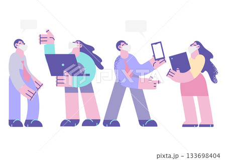 Working during covid-19 pandemic concept 133698404