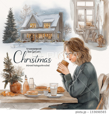 Charming Christmas Illustrations Featuring Elves Santa Animals Trucks and Festive Decor 133698565
