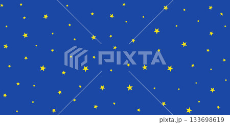 Cute yellow stars scattered on a blue background. Seamless pattern. Best for fabrics, kids textiles, candy wrapping paper. Perfect for space themes, nighttime and magical designs. Vector illustration Cute yellow stars scattered on a blue background. Seamless pattern. Best for fabrics, kids textiles, candy wrapping paper. Perfect for space themes, nighttime and magical designs. Vector illustration 133698619