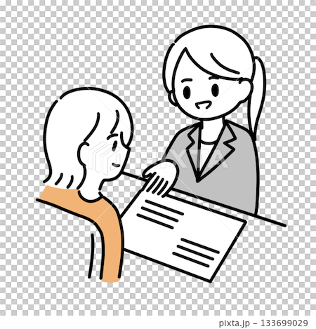 お客様にプランの提案をしている女性 お客様にプランの提案をしている女性 133699029
