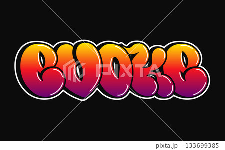 Colorful bubble graffiti lettering evoking street art style 133699385